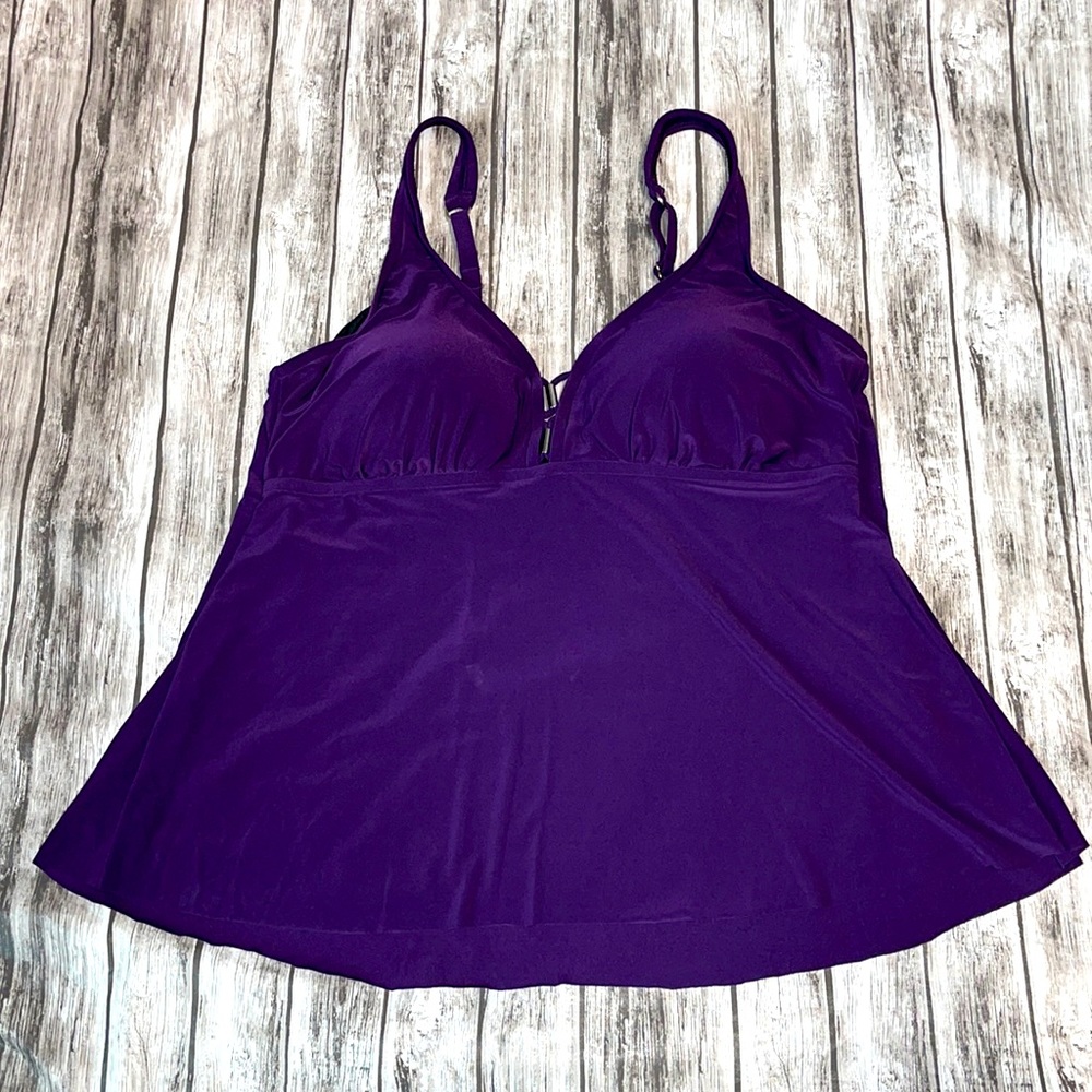 Aqua Green Women's Plus Size Tankini Eggplant Prpl 16W